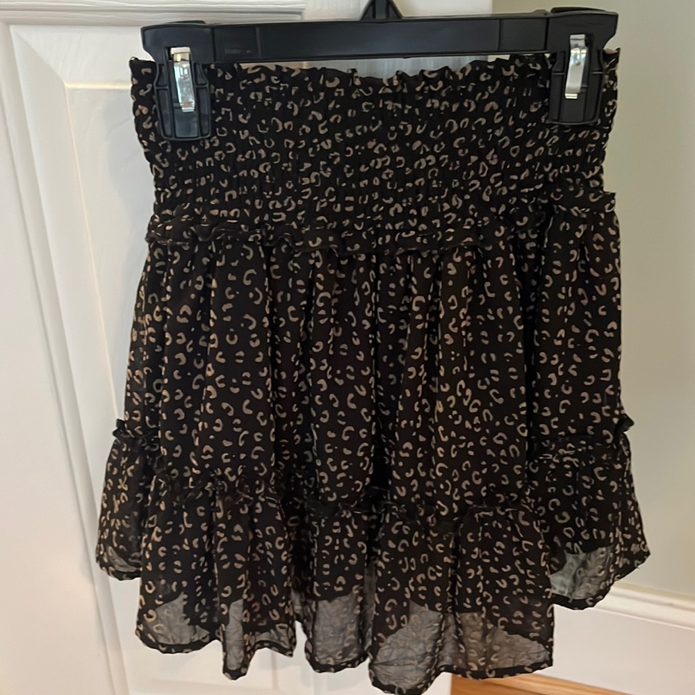 altar’d state cheetah print ruffle mini skirt